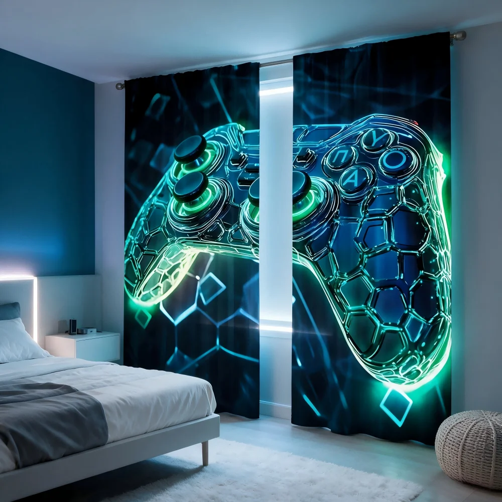 2PCS Digital Printed Curtain,  - Esports Gaming Youtube 评论和价格