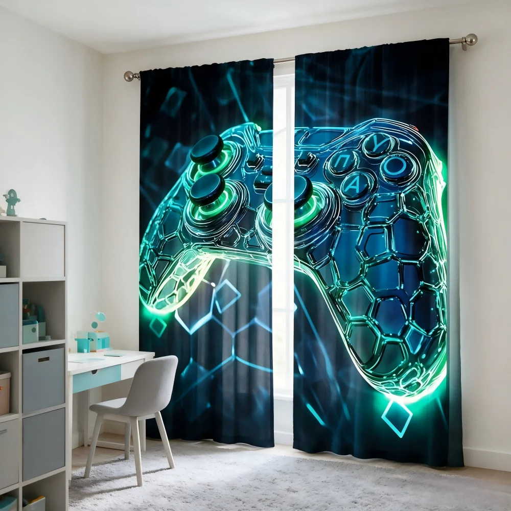 2PCS Digital Printed Curtain,  - Esports Gaming Youtube 评论和价格