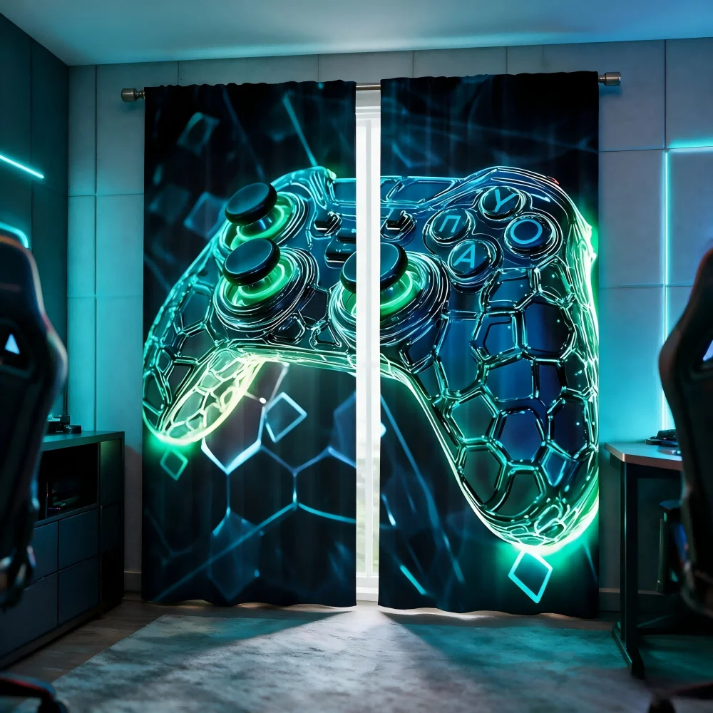 2PCS Digital Printed Curtain,  - Esports Gaming Youtube 评论和价格