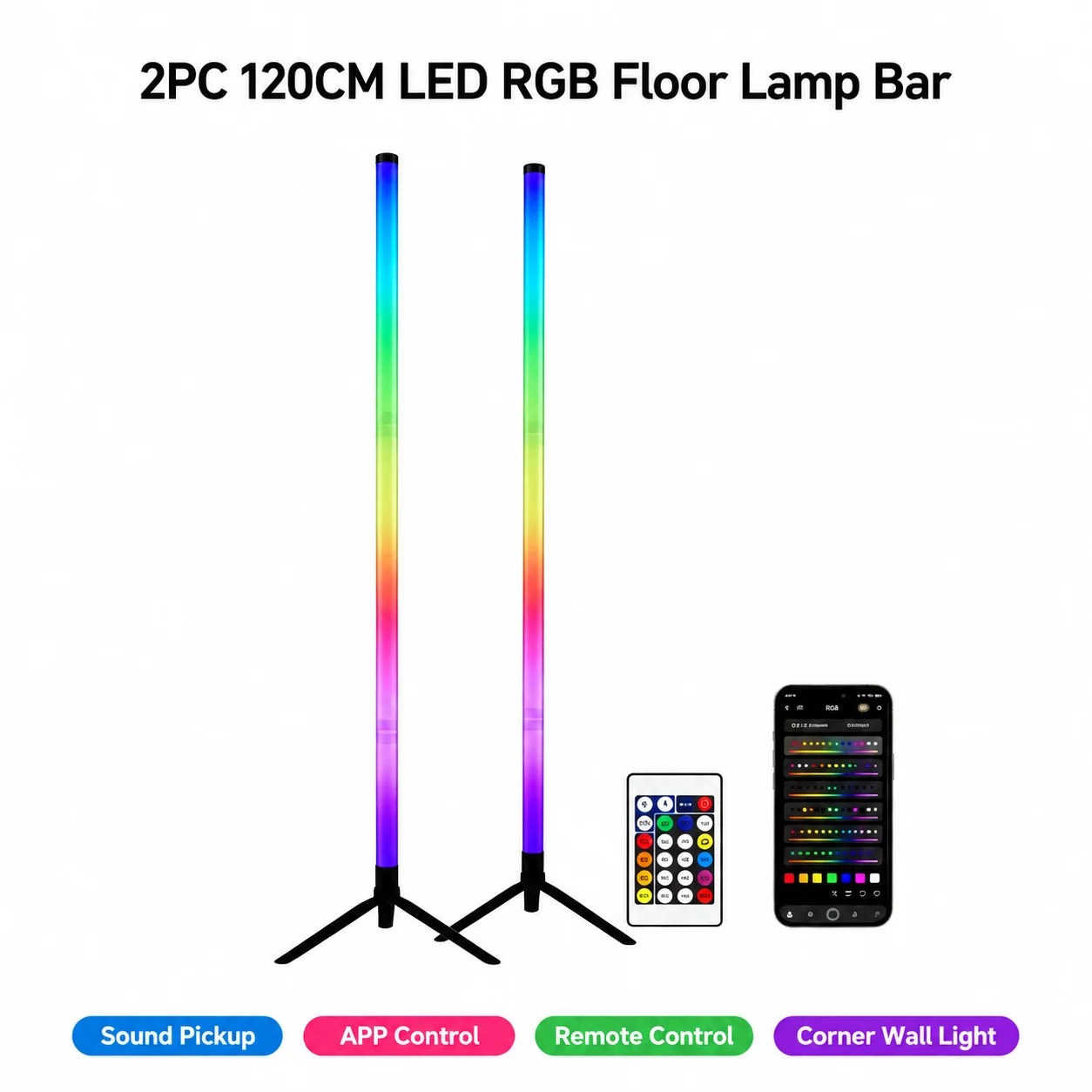2PCS 120CM RGB Floor Lamp, Sou - Esports Gaming 评论和价格
